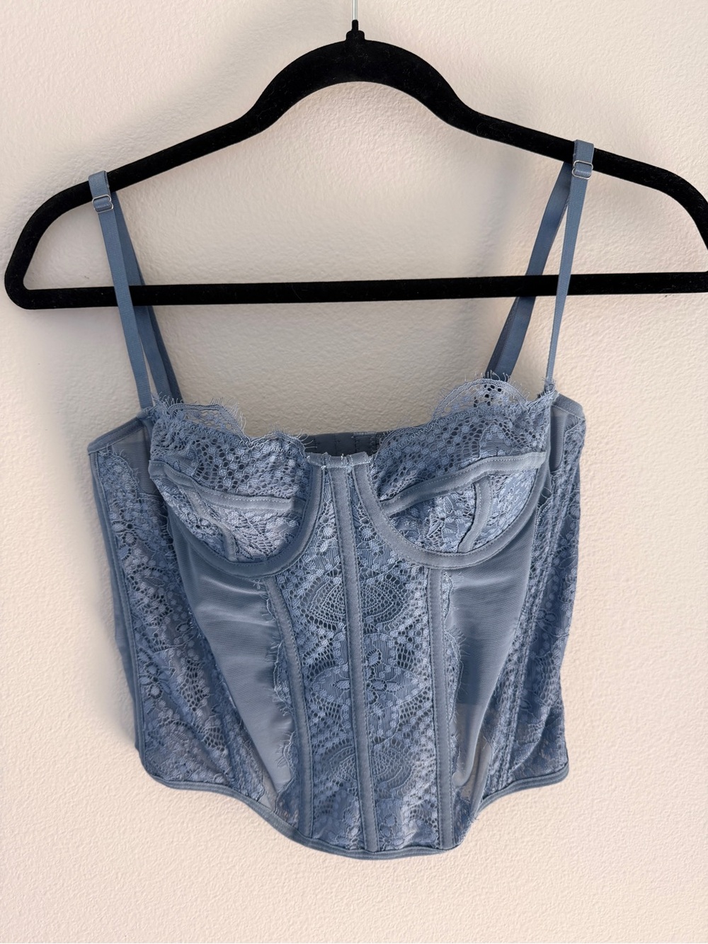 Lace Corset Bustier Top in Dusty Blue